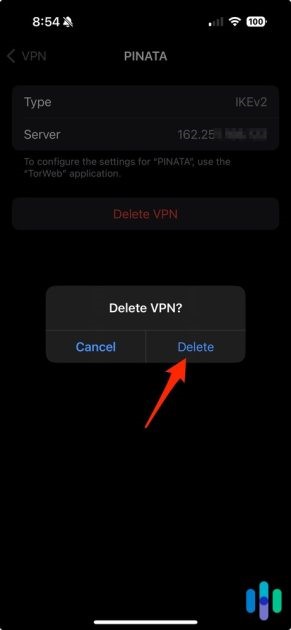 Disabling a VPN from the Settings iPhone